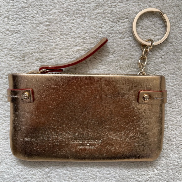 Kate Spade gold leather zip key coin purse - Picture 5 of 8
